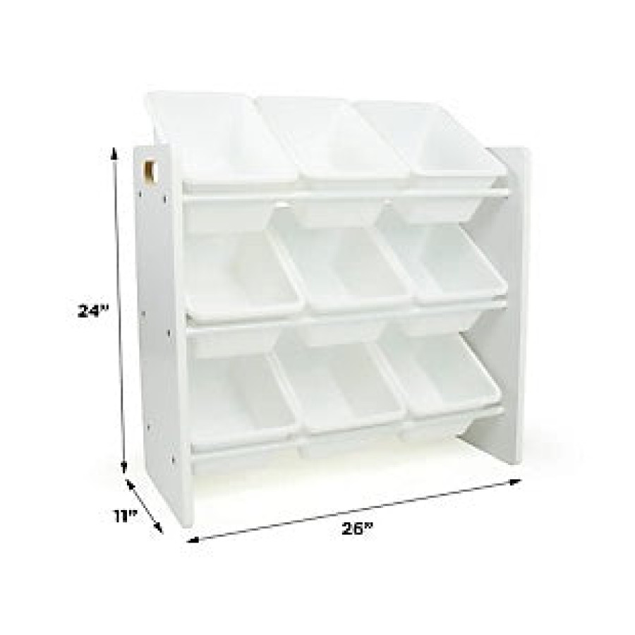 Етажерка- органайзер за играчки с 9 кутии за съхранение White