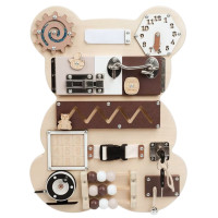 Дървен борд Монтесори за фина моторика Мече 30x39 см