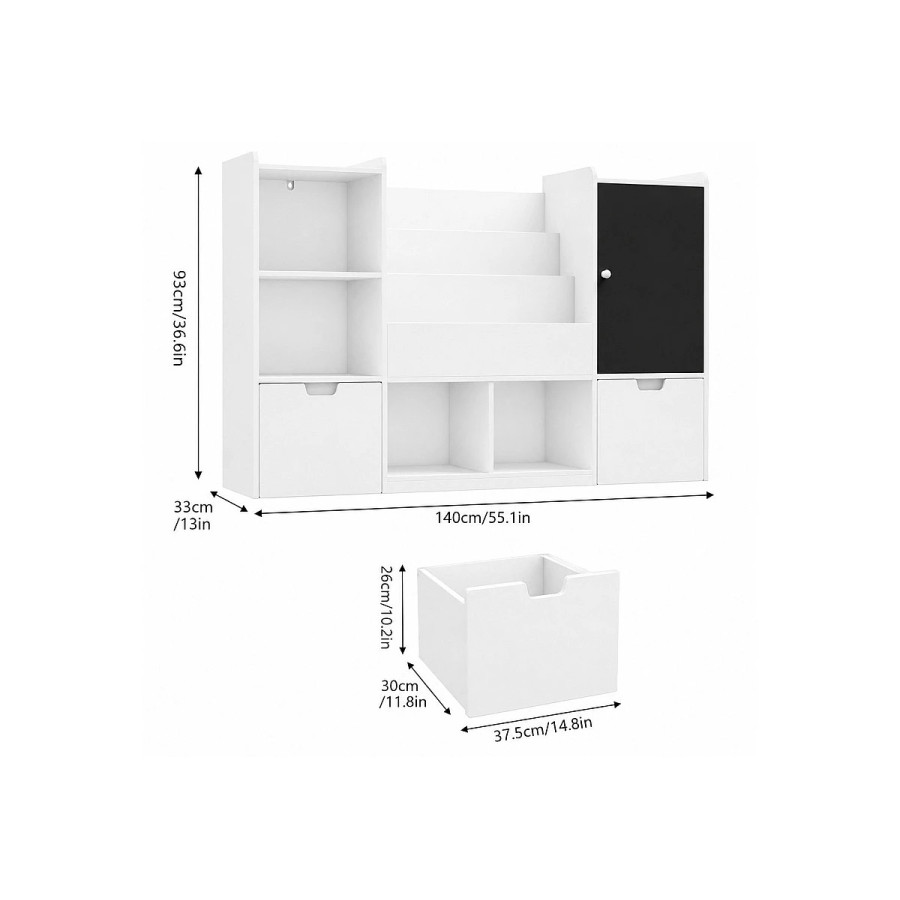 Детски органайзер за играчки масивно дърво и MDF 140x33x93 см