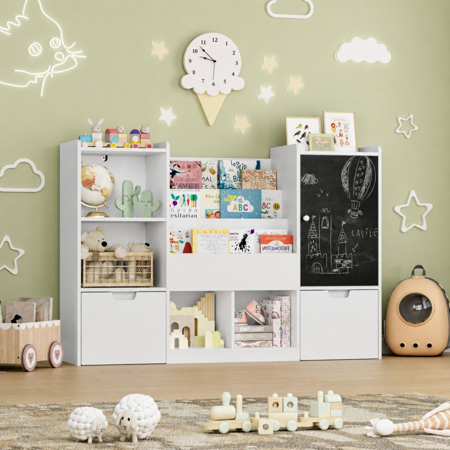 Детски органайзер за играчки масивно дърво и MDF 140x51x80 см