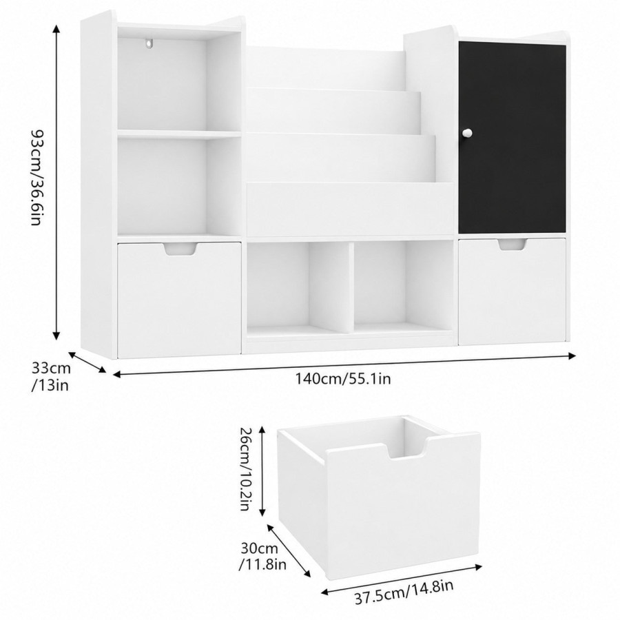Детски органайзер за играчки масивно дърво и MDF 140x51x80 см