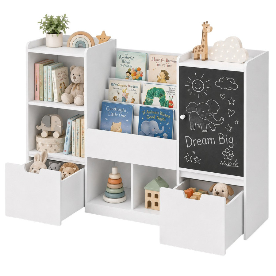 Детски органайзер за играчки масивно дърво и MDF 140x51x80 см