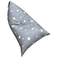 Детски пуф лежанка Little Stars сив барбарон със звезди от 100% памук 127x81x76 см