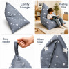 Детски пуф лежанка Little Stars сив барбарон със звезди от 100% памук 127x81x76 см