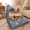 Детски пуф лежанка Little Stars сив барбарон със звезди от 100% памук 127x81x76 см