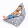 Детски пуф лежанка Little Stars сив барбарон със звезди от 100% памук 127x81x76 см