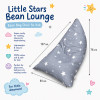 Детски пуф лежанка Little Stars сив барбарон със звезди от 100% памук 127x81x76 см