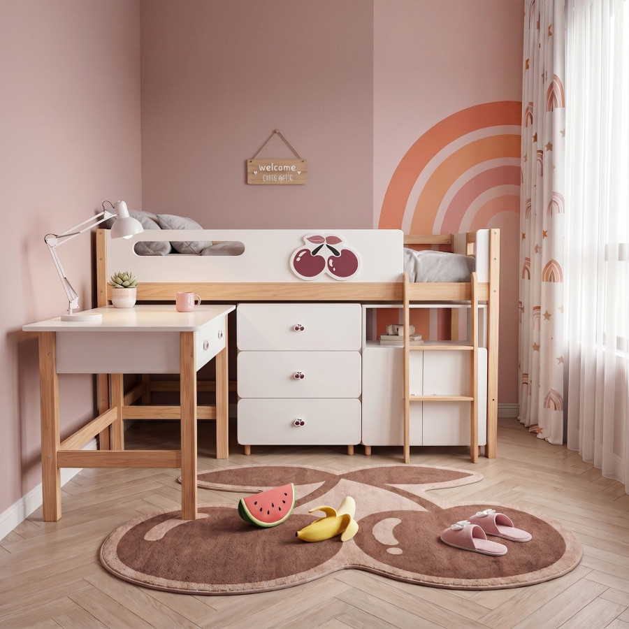 Детско легло Cherry с бюро, скрин и шкаф 90x200 см