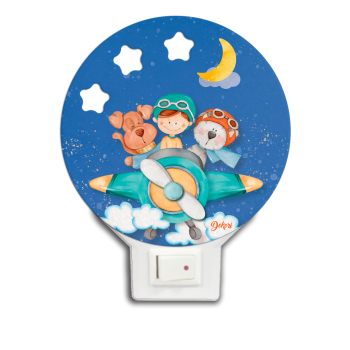 Детска нощна LED лампа за контакт Самолет