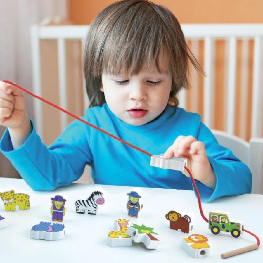 Дървена игра за нанизване Ферма 2+ години