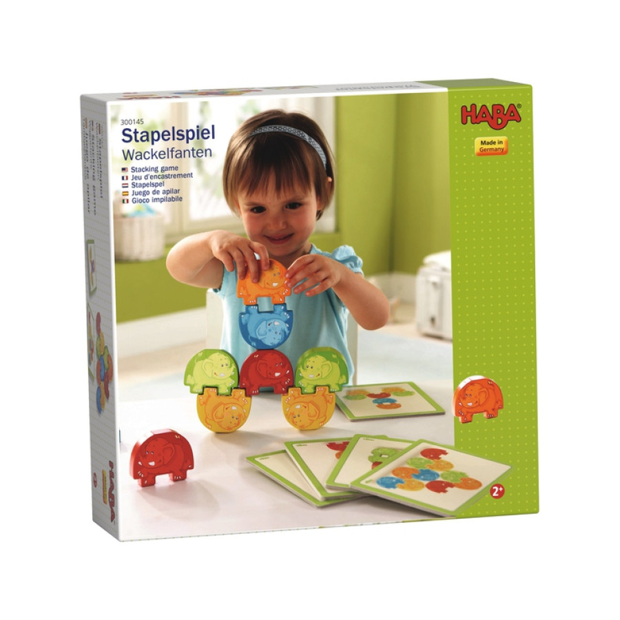 Дървена образователна игра с 5 шаблона Слончета 2+