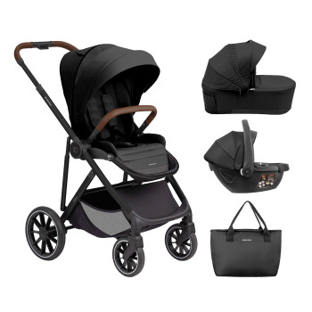 Комбинирана количка 3в1 с кош за новородено Chiara Black
