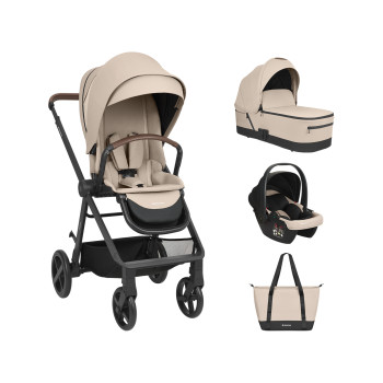 Комбинирана количка 3в1 с кош за новородено Mia Beige