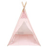 Дървена палатка за игра с мека подложка - Pink House