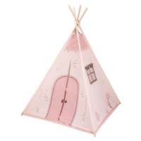 Дървена палатка за игра с мека подложка - Pink House