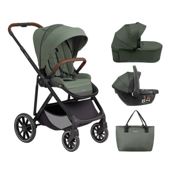 Комбинирана количка 3в1 с кош за новородено Chiara Army Green