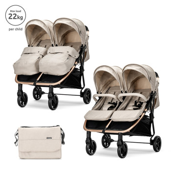 Детска количка за близнаци Duo Beige до 22 кг