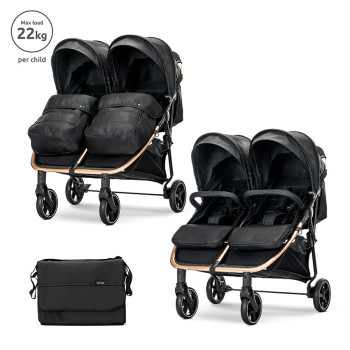 Детска количка за близнаци Duo Black до 22 кг