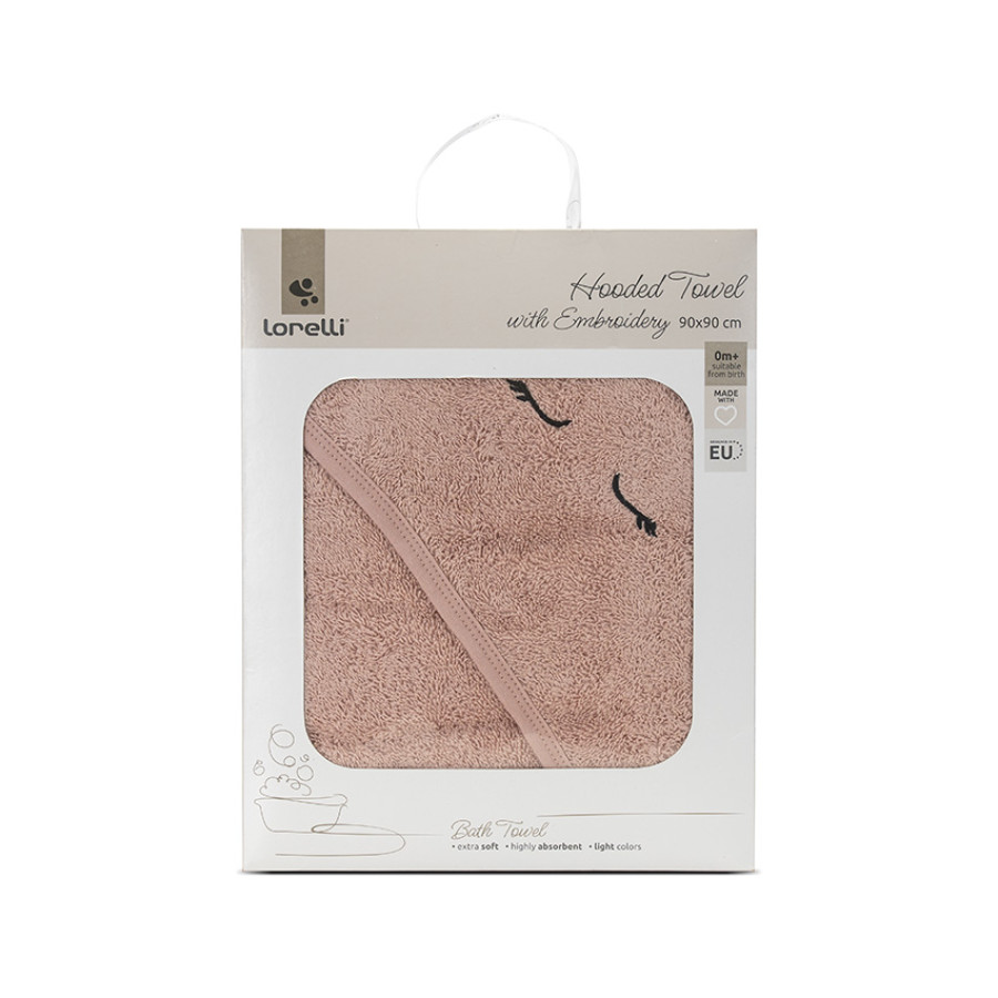 Хавлия 90/90 см с качулка и бродерия розова