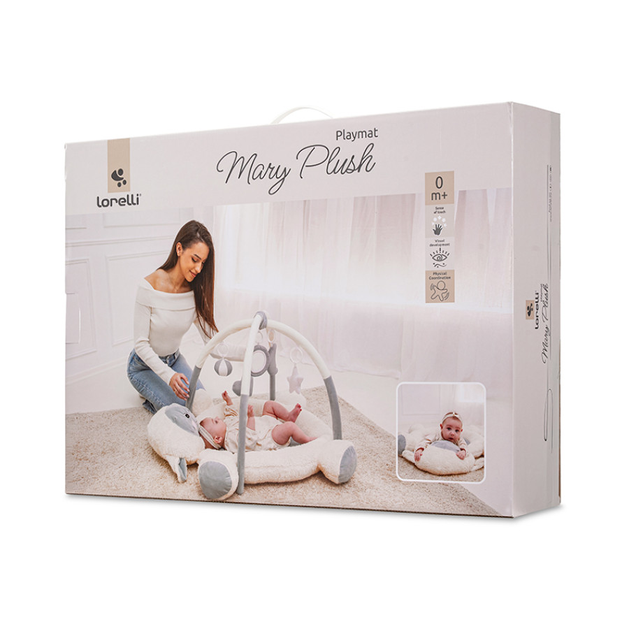 Тепих за игра Мери плюш 95x95 White and Grey