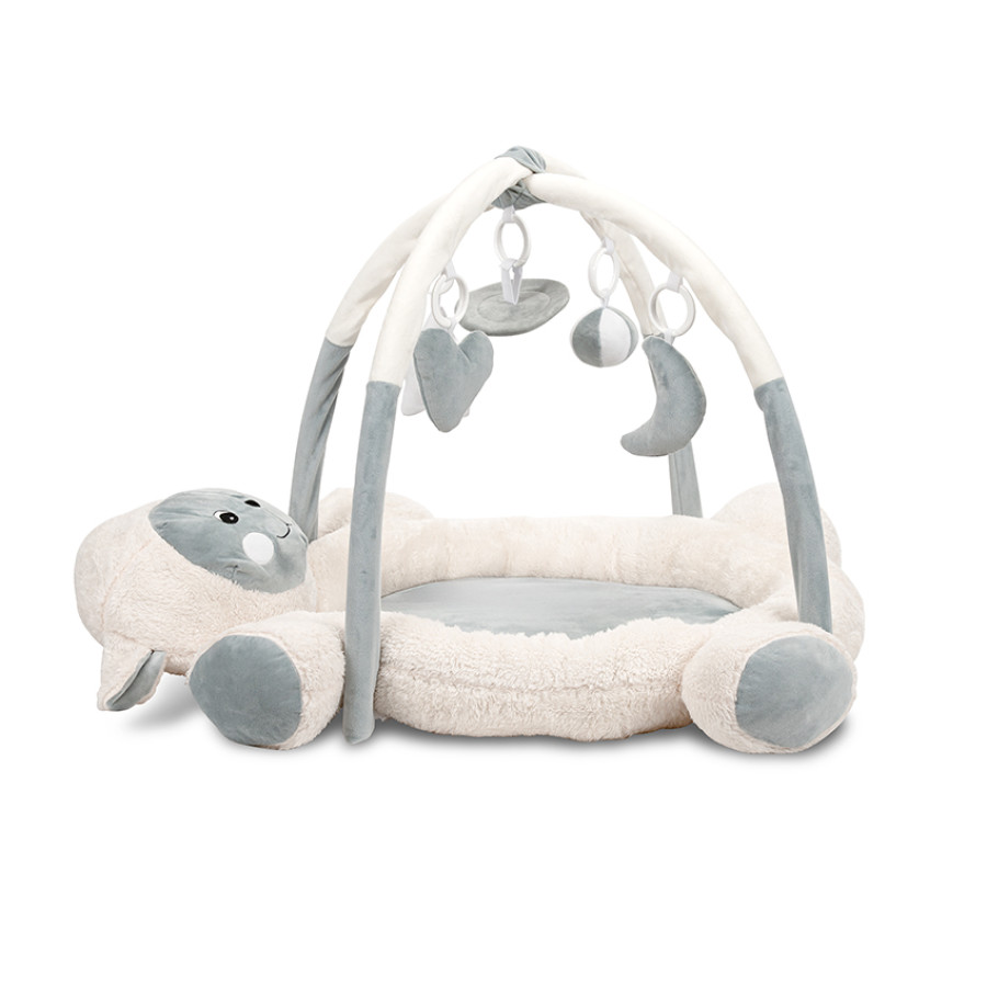 Тепих за игра Мери плюш 95x95 White and Grey