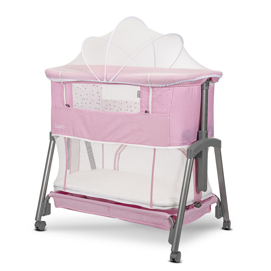 Мини кошара Layla Pink 2в1 с падаща преграда
