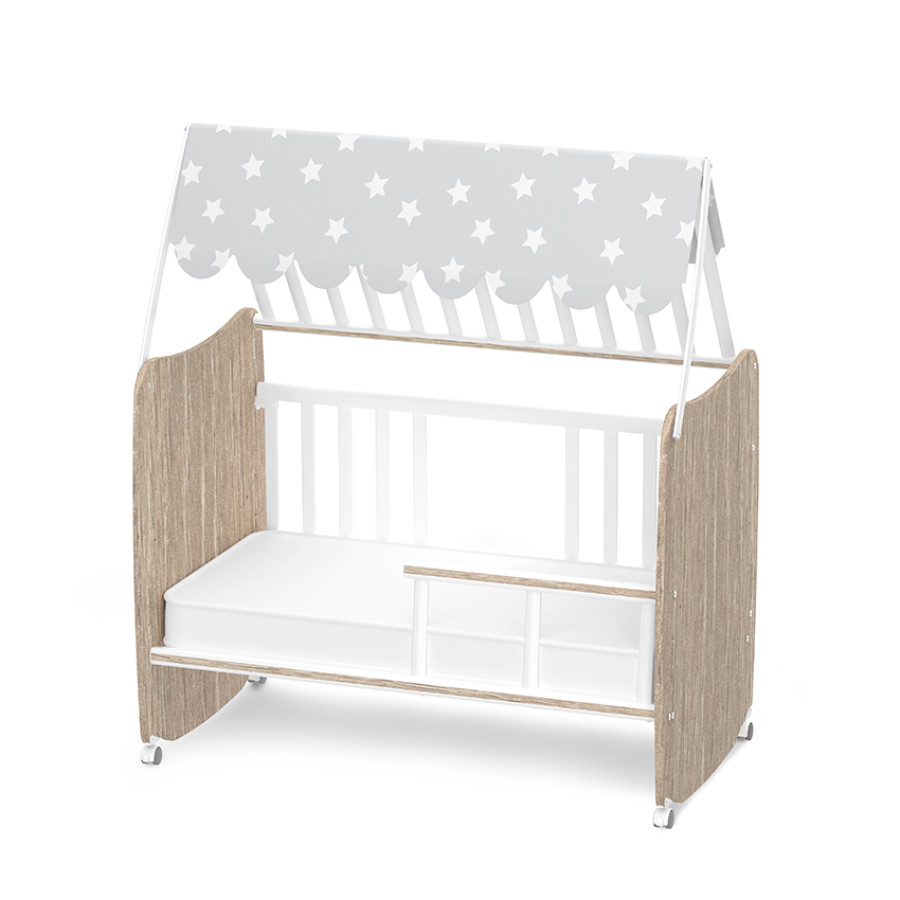 Легло с люлка Stars 60/120 см бяло и кехлибар