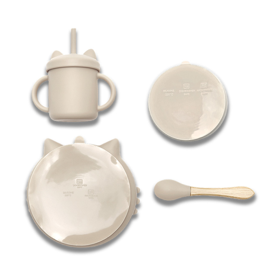 Силиконов сет за хранене 4 части Natural Beige