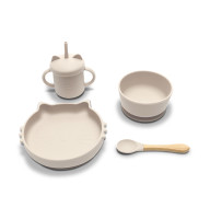 Силиконов сет за хранене 4 части Natural Beige Силиконов сет за хранене 4 части Natural Beige