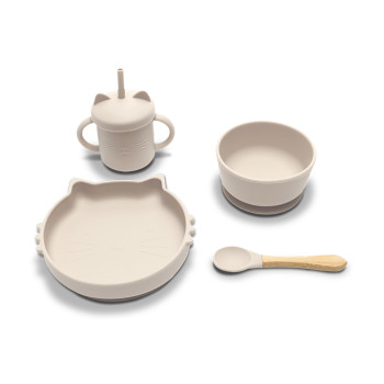 Силиконов сет за хранене 4 части Natural Beige