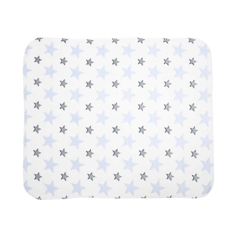 Poffy Duo бяло одеяло с възглавничка синьо мече