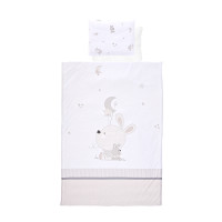 Сет 4 части ранфорс Little Rabbits Grey за детска кошара 60x120 см