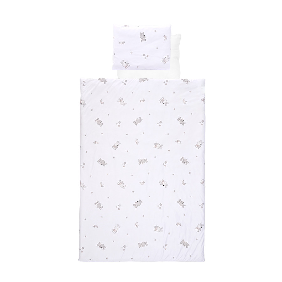 Сет 4 части ранфорс Little Rabbits Grey за детска кошара 60x120 см
