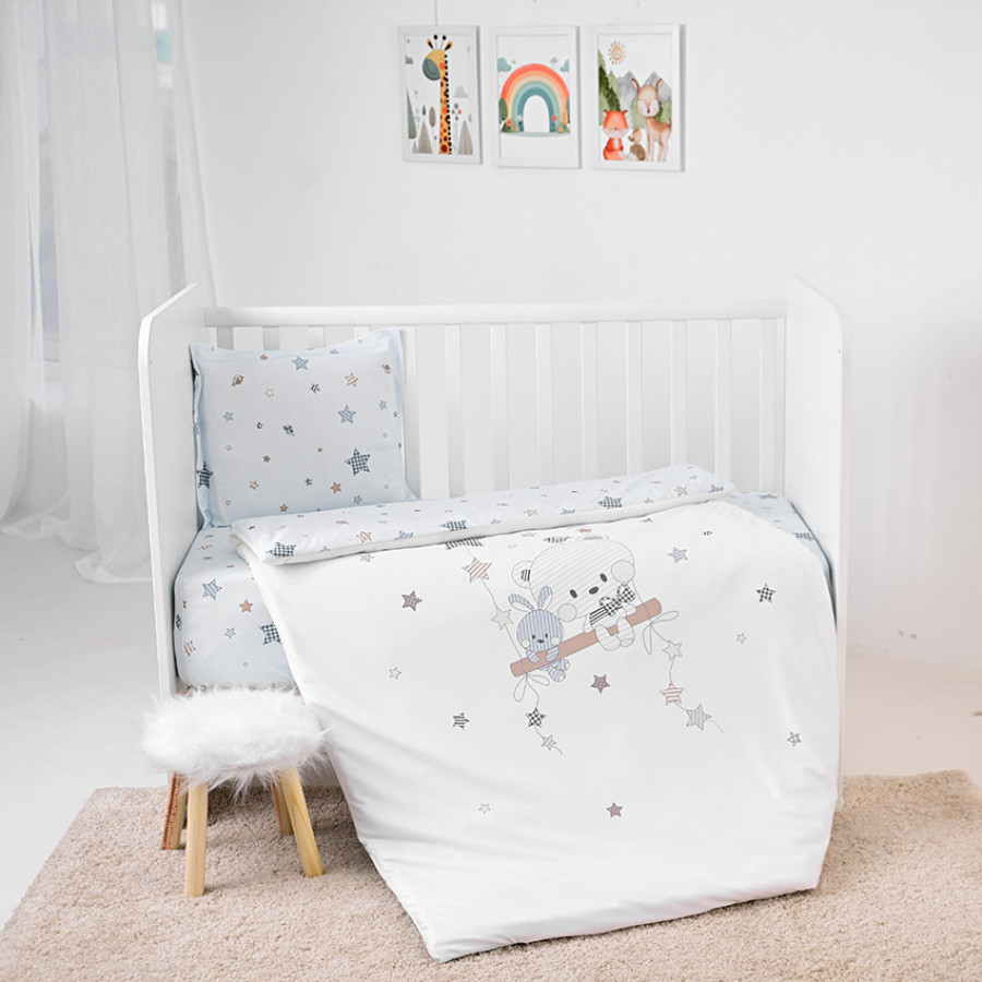 Сет Cosy 3 части ранфорс Bear With Swing синьо