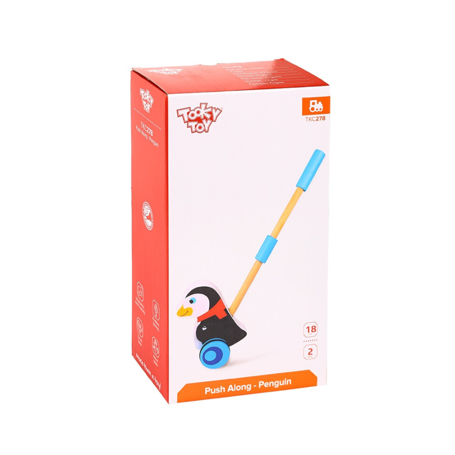 Дървена играчка за бутане Penguin TKC278