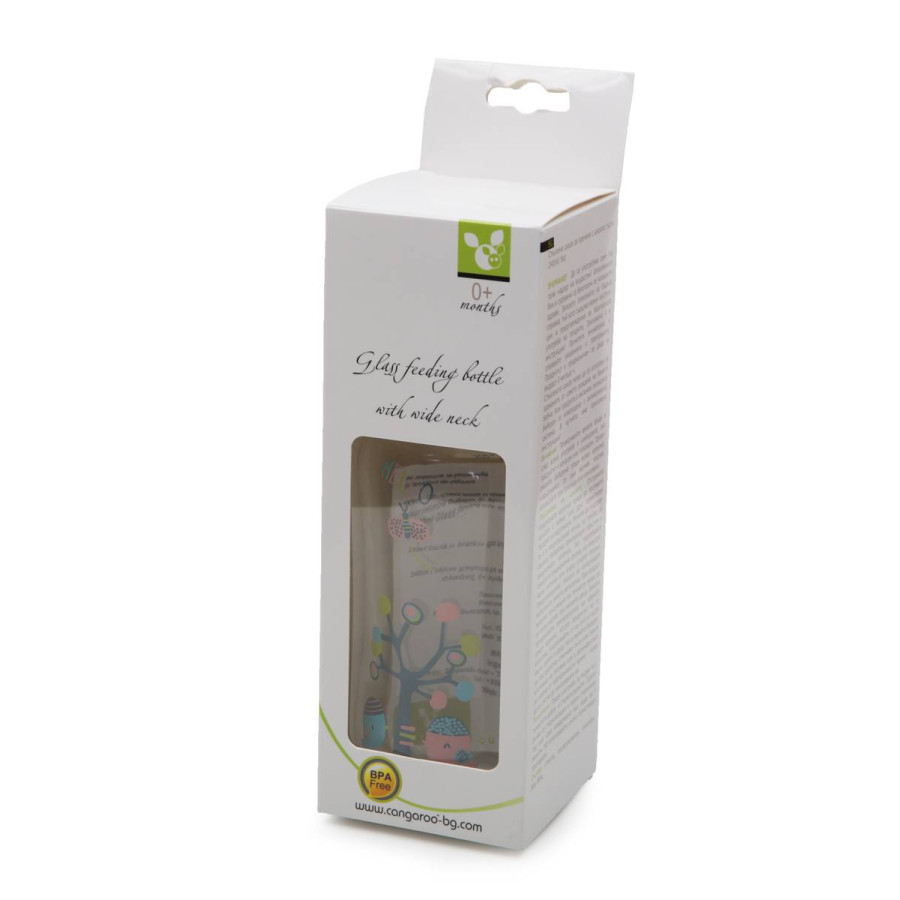 Стъклено шише за хранене с широко гърло 240 ml B0468