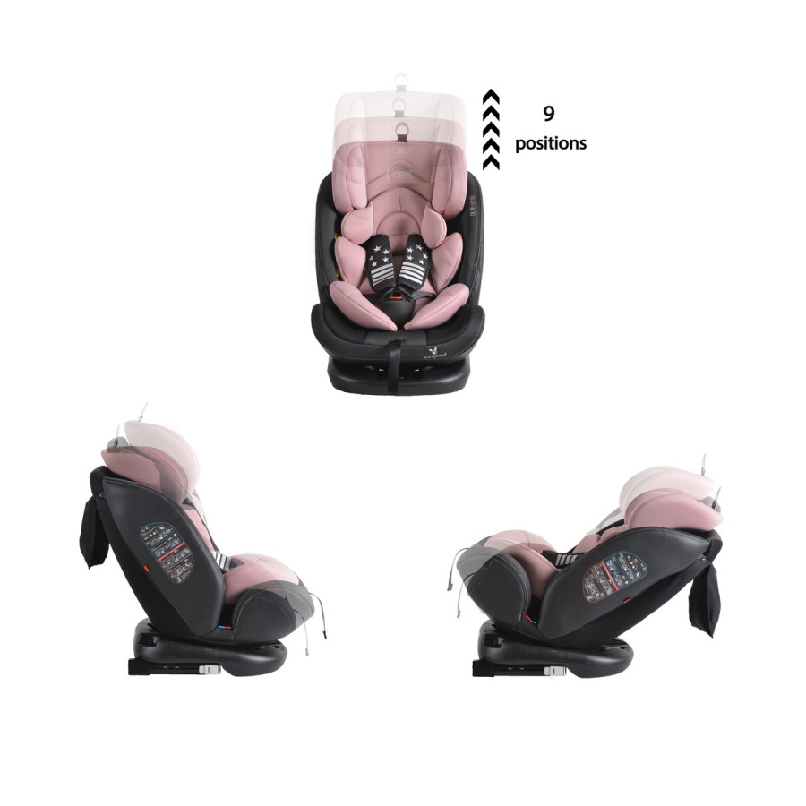 Стол за кола с Isofix система Pilot 360° розов