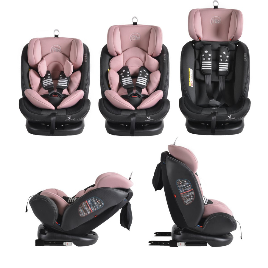 Стол за кола с Isofix система Pilot 360° розов