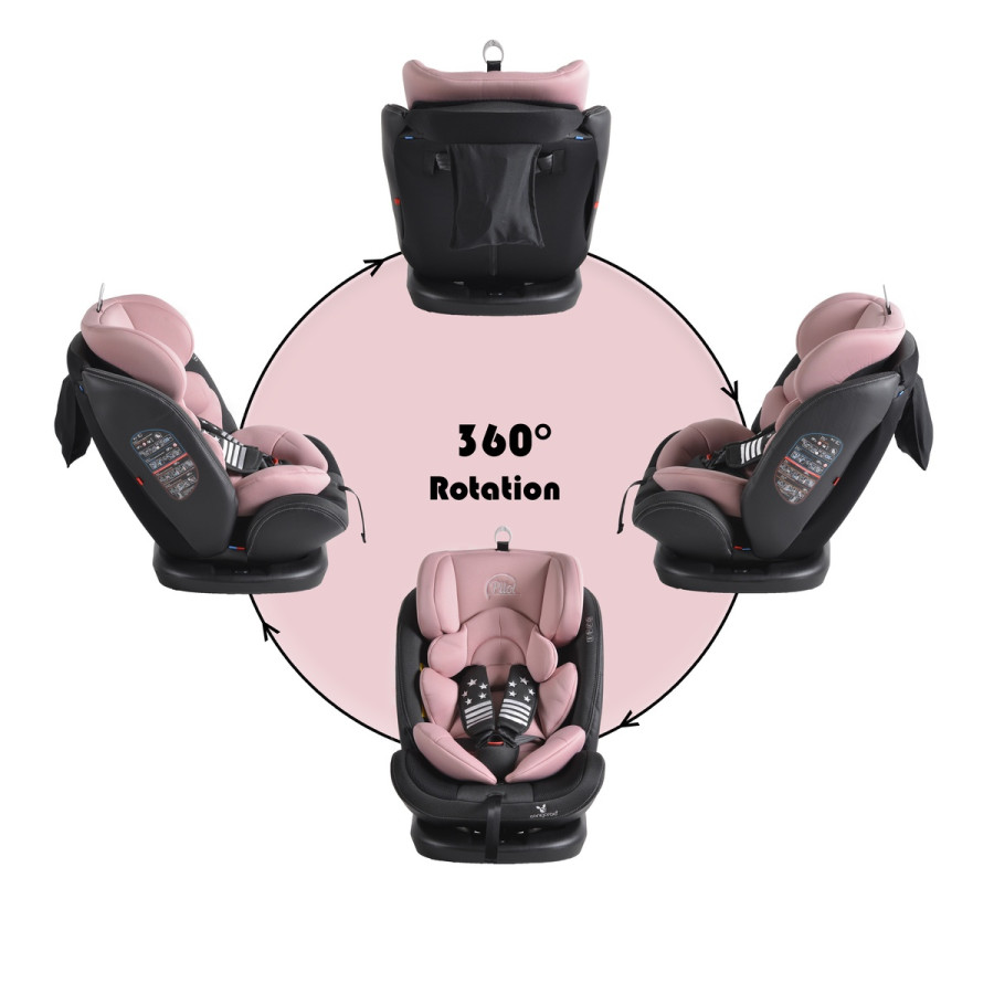 Стол за кола с Isofix система Pilot 360° розов