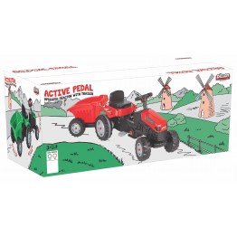 Трактор Active с ремарке 07316 червен