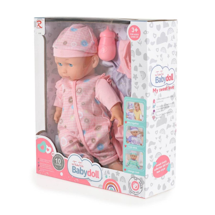 36cm Музикална кукла с меко тяло и комплект дрехи 6390