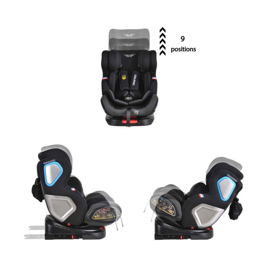 Стол за кола Colonel 360° с Isofix тъмносив