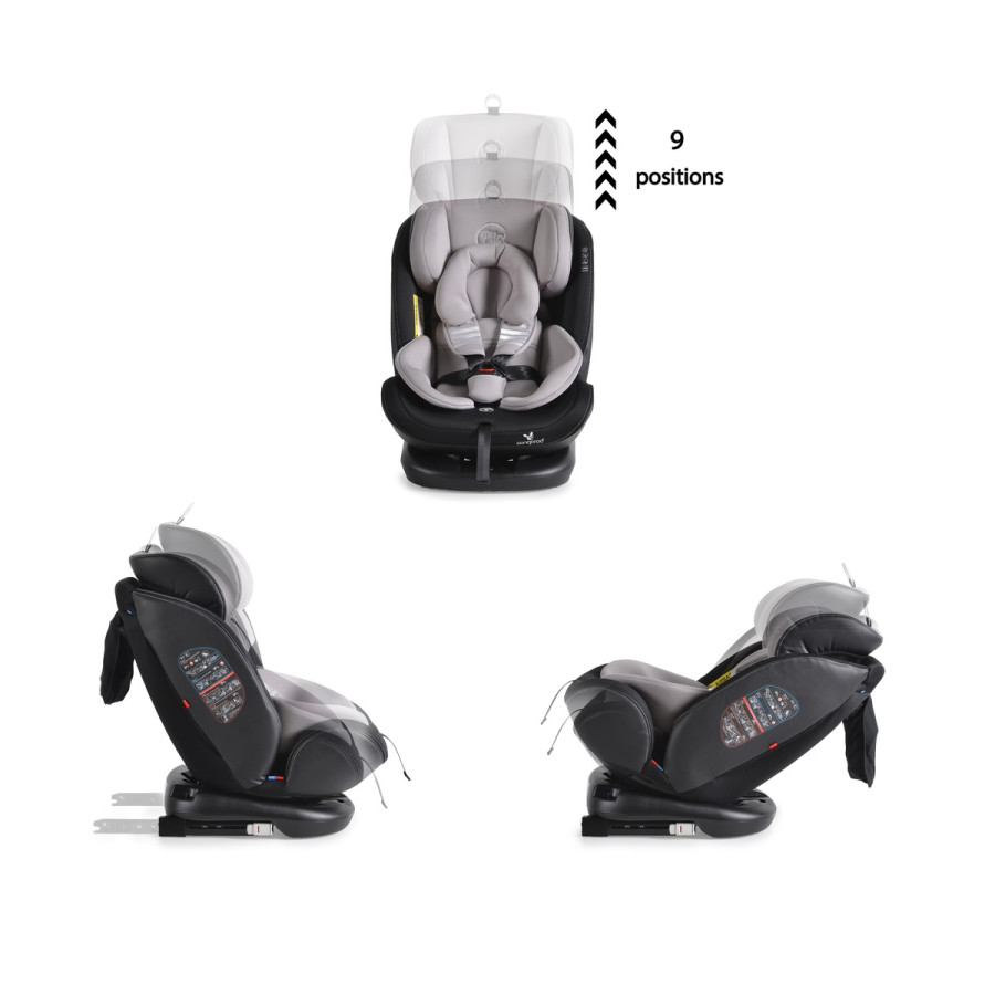 Стол за кола с Isofix система Pilot 360° сив