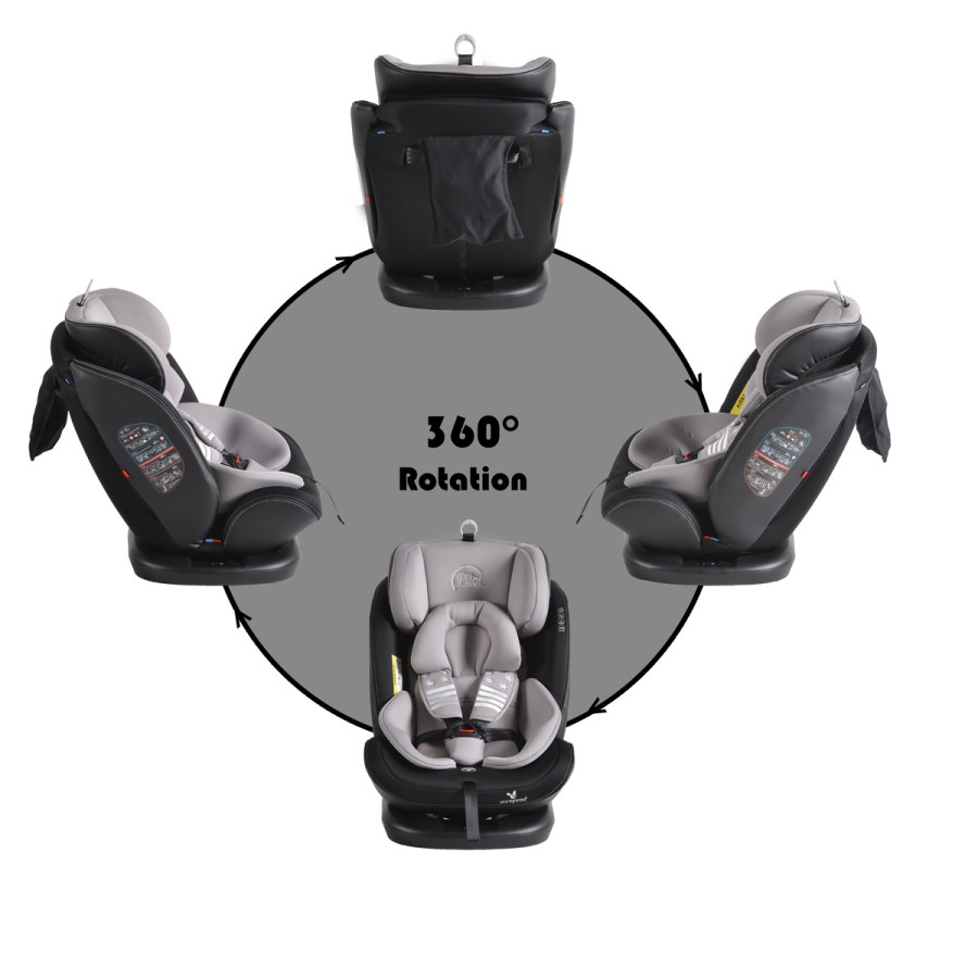 Стол за кола с Isofix система Pilot 360° сив