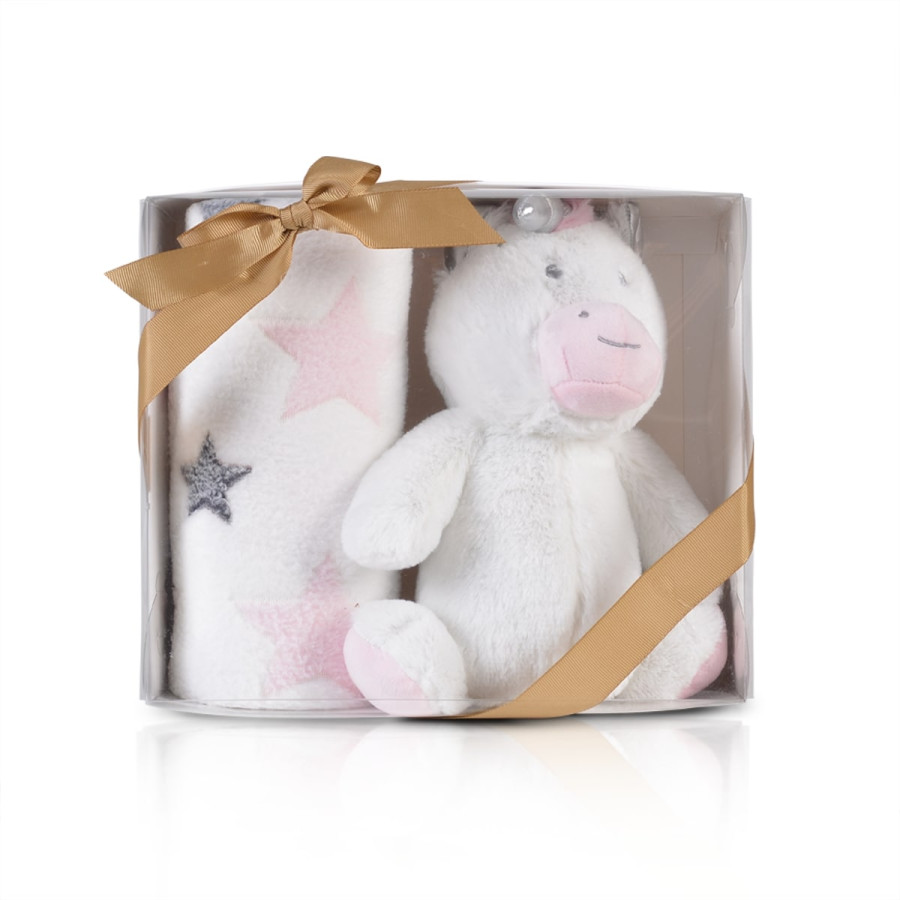 Бебешко одеяло 90/75 cm с играчка Unicorn Stars