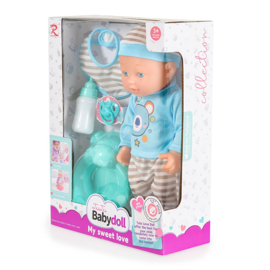 31cm Кукла с гърне и биберон Grey 6812