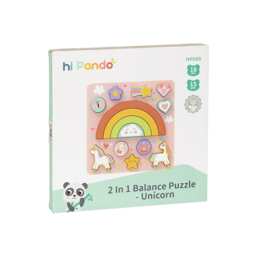 Дървен пъзел и игра за баланс 2в1 Unicorn HP088