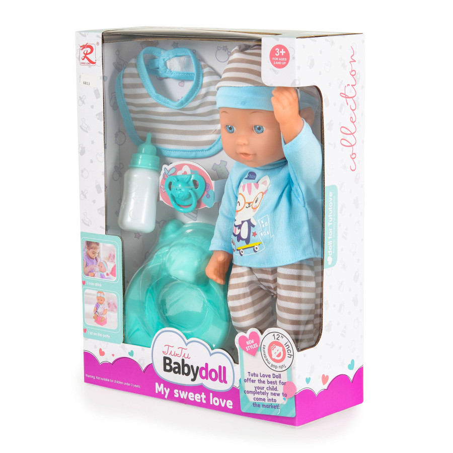 31cm Кукла с гърне и биберон Blue 6813