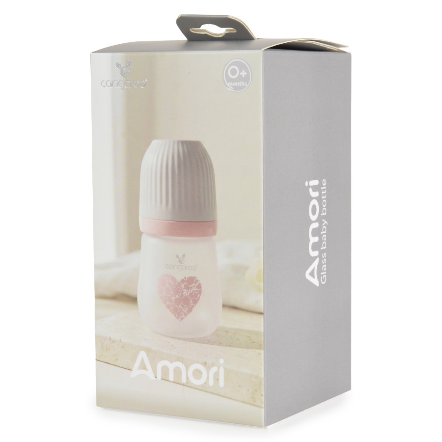 Шише Стъклено широко 180ml Amori син