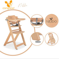 Дървен стол за хранене 2в1 Nibbo натурален